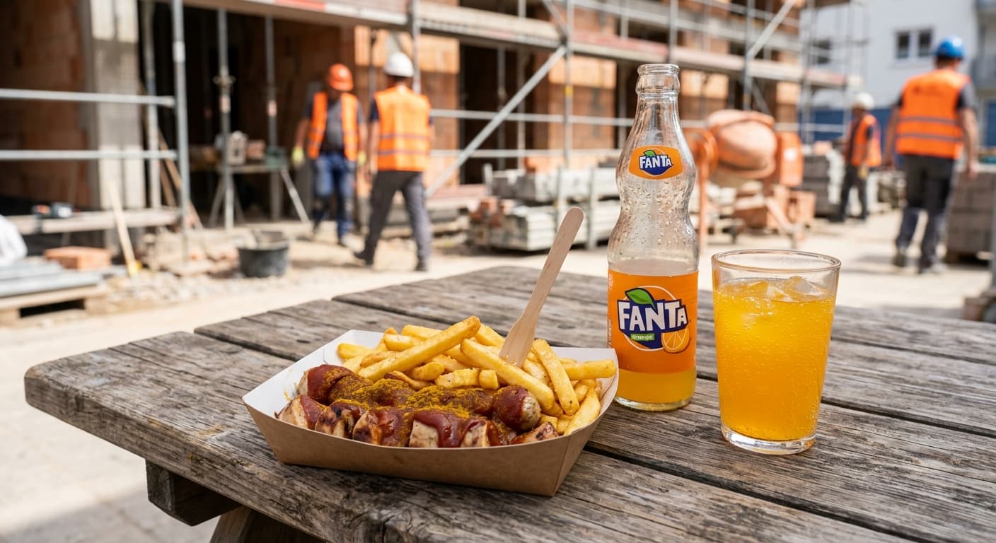 Currywurst mit Pommes + Softdrink