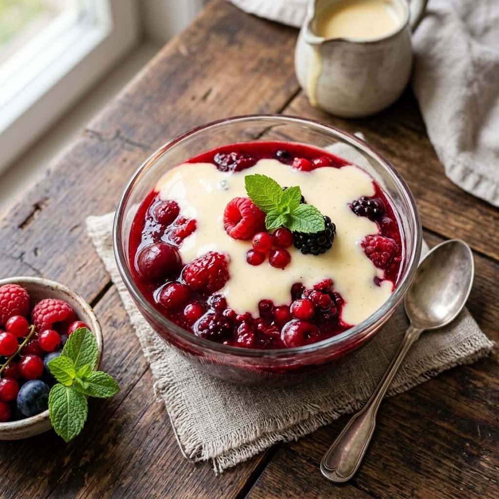 Rote Grütze mit Vanillesauce