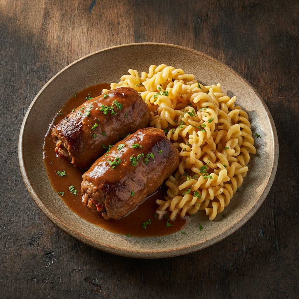 Fleischrouladen mit Nudeln