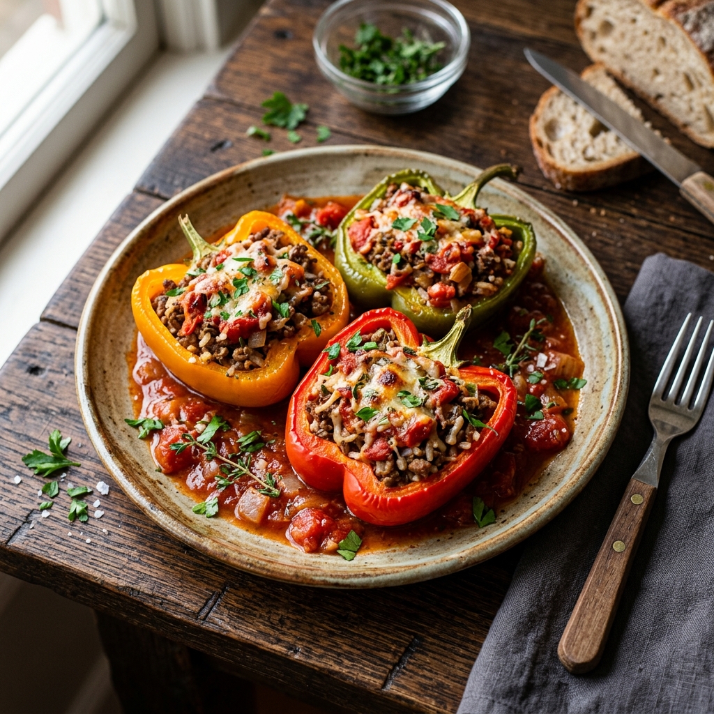 Gefüllte Paprika mit Hackfleisch