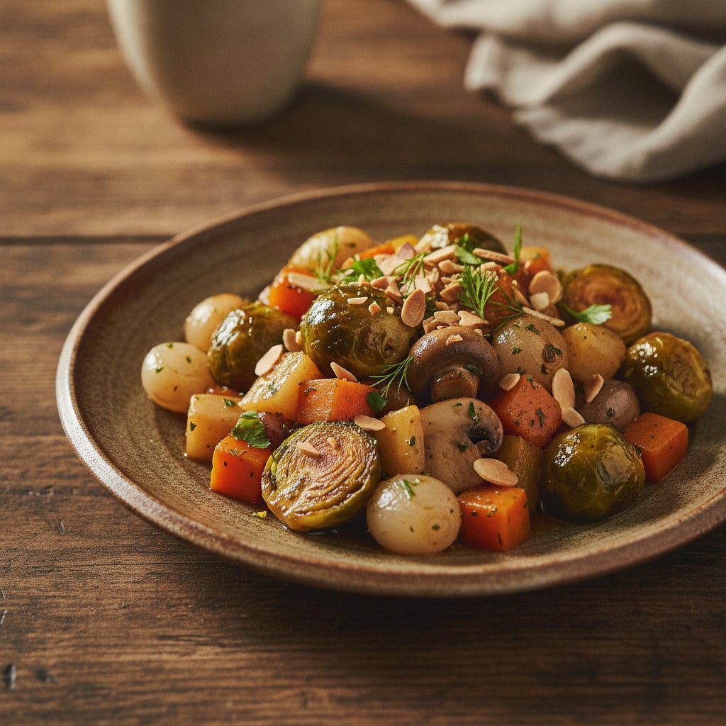 Geschmorter Rosenkohl mit Gemüse