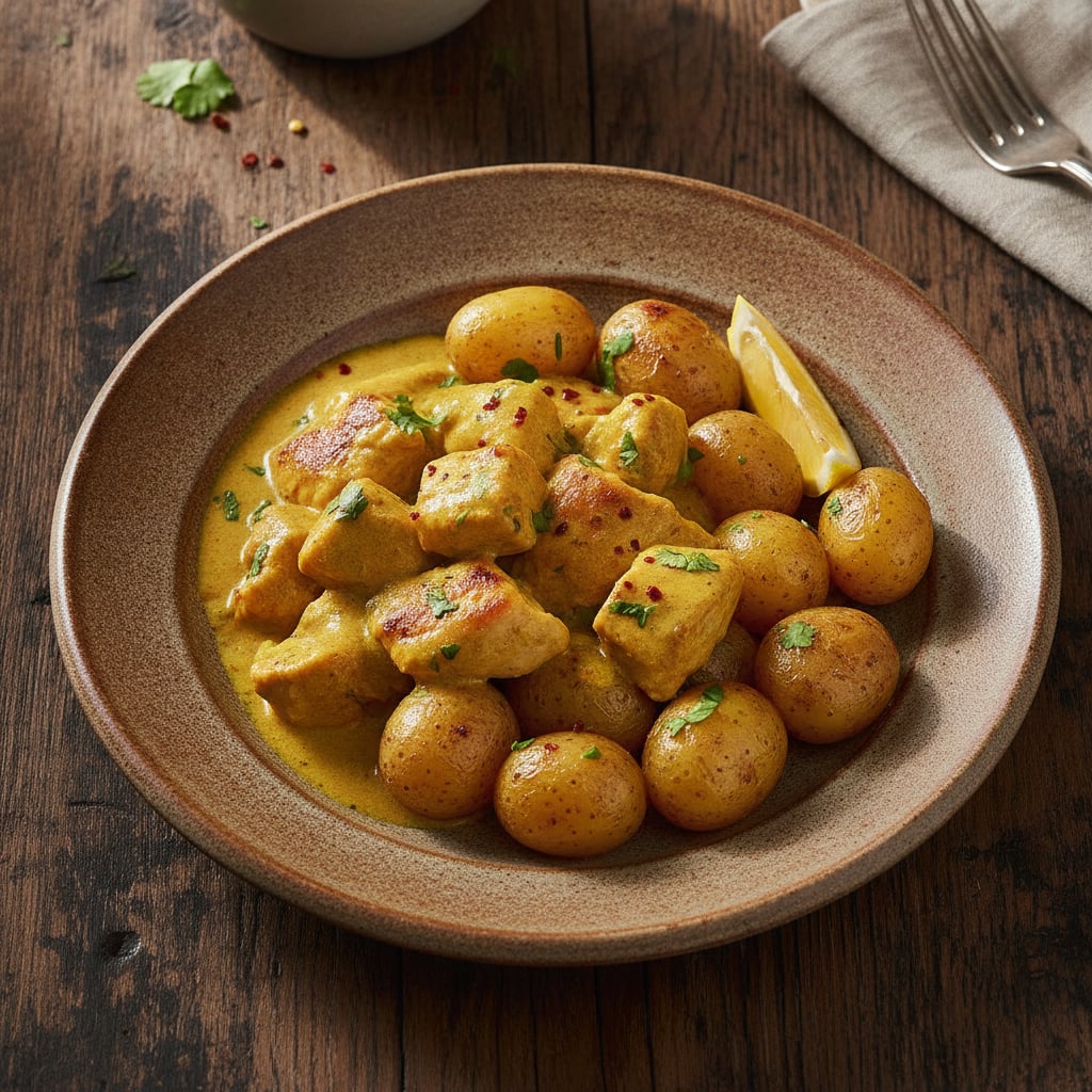 Hähnchen in Currysauce mit Kartoffeln
