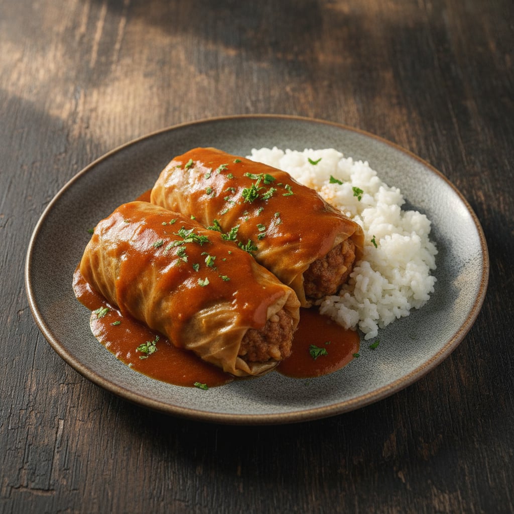 Kohlrouladen mit Fleisch & Reis