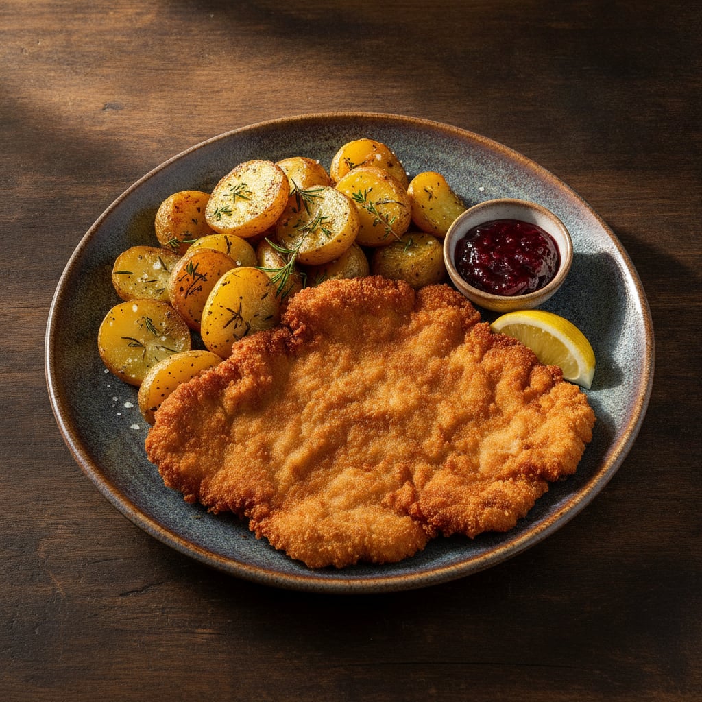 Schnitzel mit Backkartoffeln